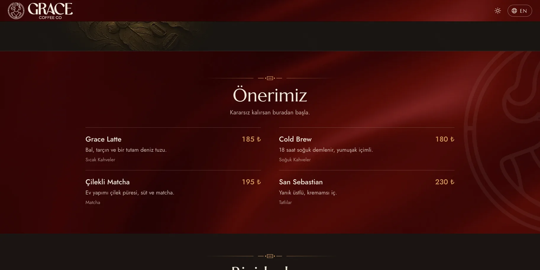 Bordo saten üstünde öneri bandı: kararsız kalanın başlayacağı dört içecek