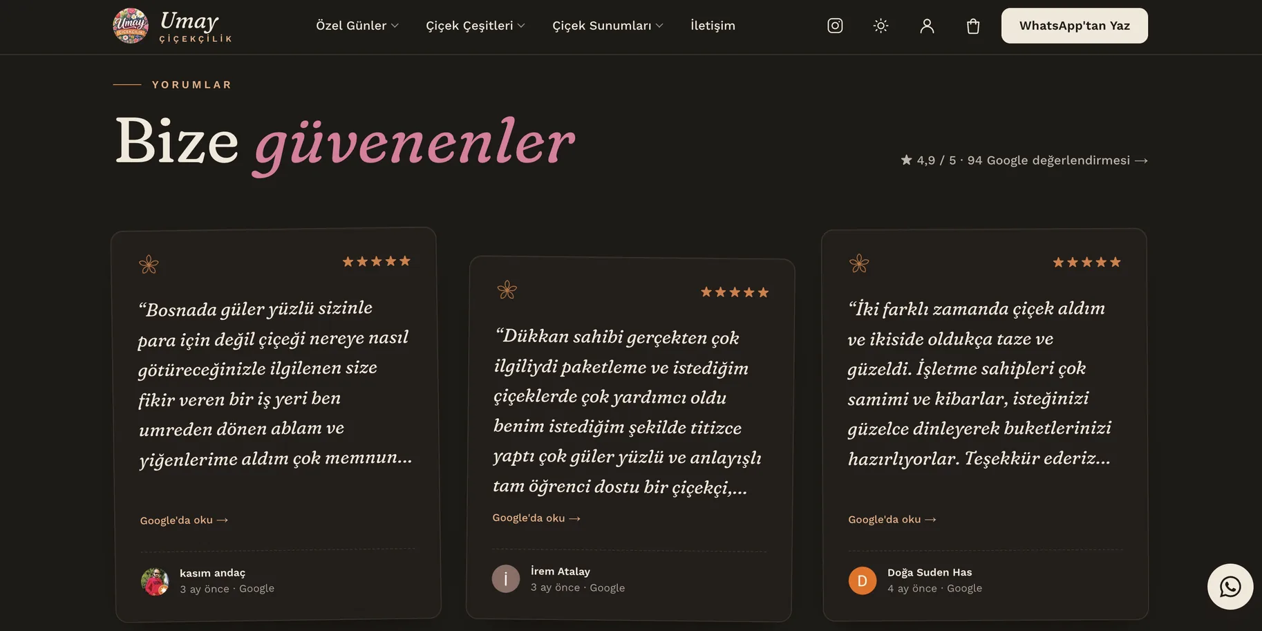 Customer reviews from Google, rated 4.9 out of 5